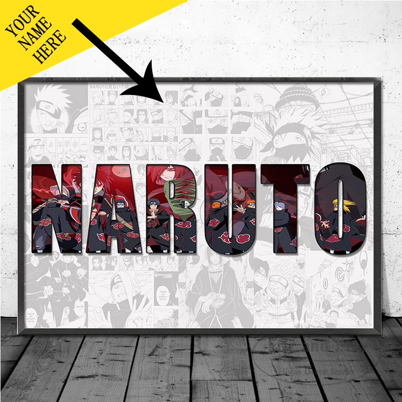 DIY индивидуальные ИМЯ слова аниме Какаши Итачи периферийные устройства плакат настенное искусство на заказ холст картина для детей украшение спальни