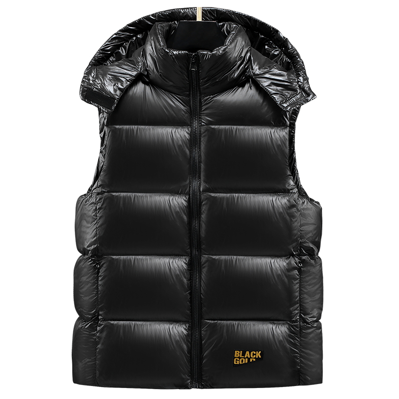Colete de casal de algodão preto dourado colete de algodão de inverno chapéu tendência destacável