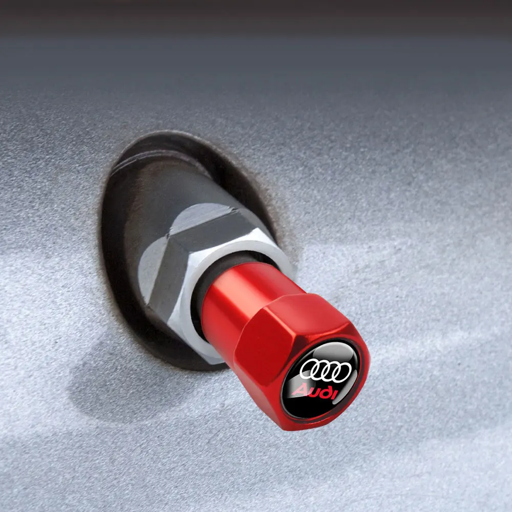 4PC Car Metal Wheel Tire Valve Air Stem Cap Badge Cover For Audi Sline RS6 TT A1 A2 A3 A4 A5 A6 A7 A8 Q1 Q2 Q3 Q4 Q5 Q6 Q7 Q8 B9