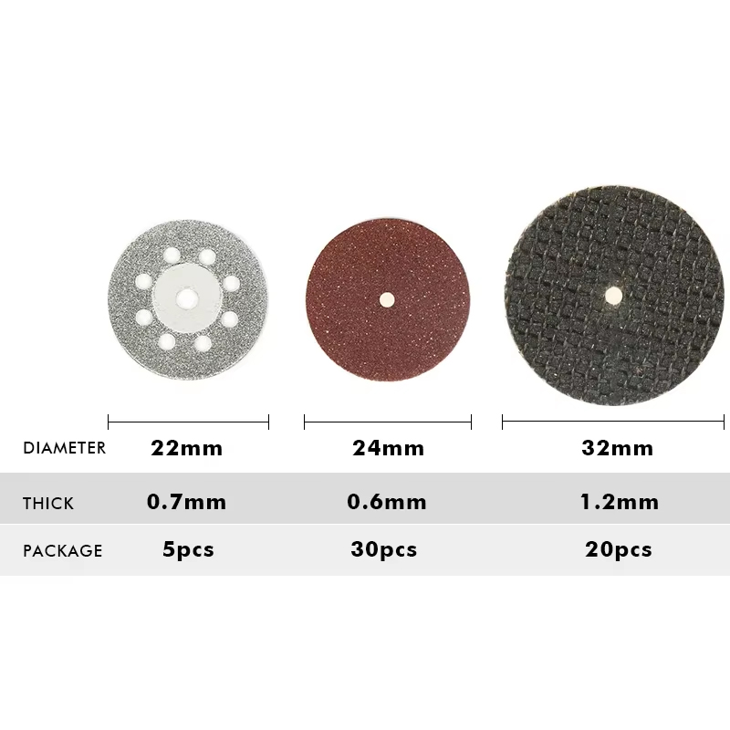 60pcs Diamond Cutting Discs Sanding Grinding Wheel Set Circular Saw Blade for Woodworking Metal Dremel Mini Drill Rotary Tool