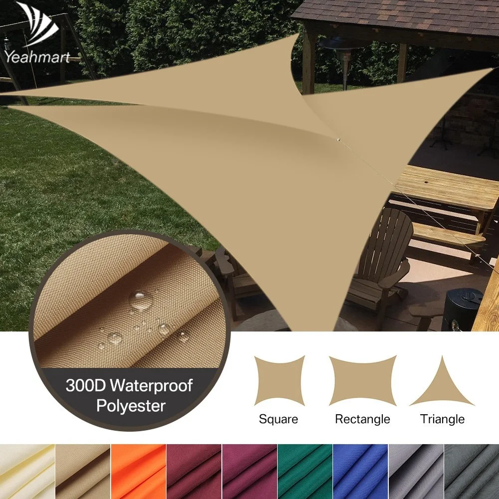 5x5x5/2x2x2M กันน้ํา Sun Shelter สามเหลี่ยมบังแดดป้องกันกลางแจ้ง Canopy Garden Patio สระว่ายน้ํา Shade Sail กันสาด Shade ผ้า