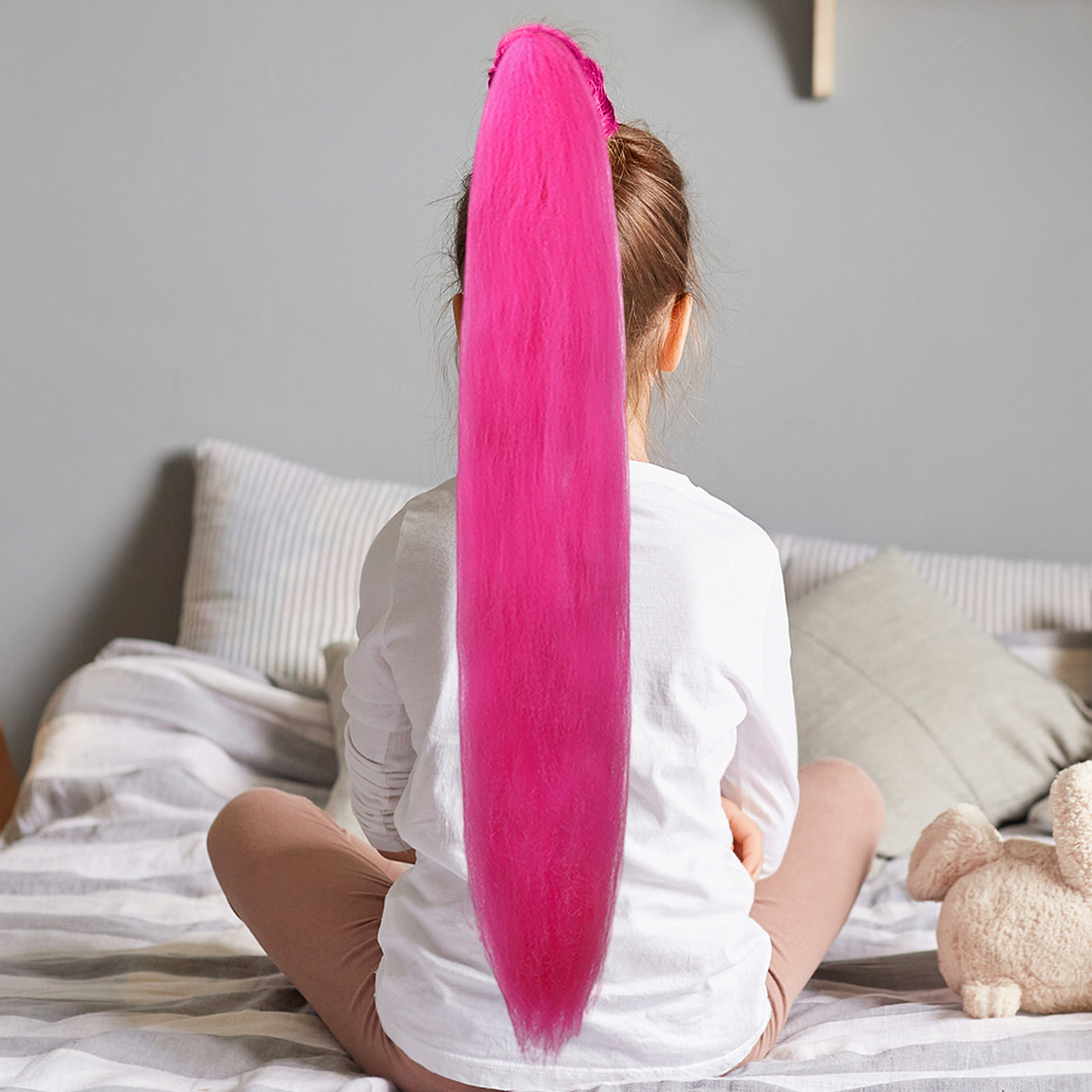 2 pièces Double queue de cheval violet perruque fille Cosplay accessoires queue de cheval Extension queue de cheval colorée pour les filles violet foncé cheveux accessoires