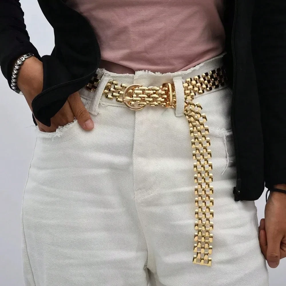 1pc European And American Cross-Border Metal Button Belt Dress, Versatile Waist Chain, Metal Waist Chain