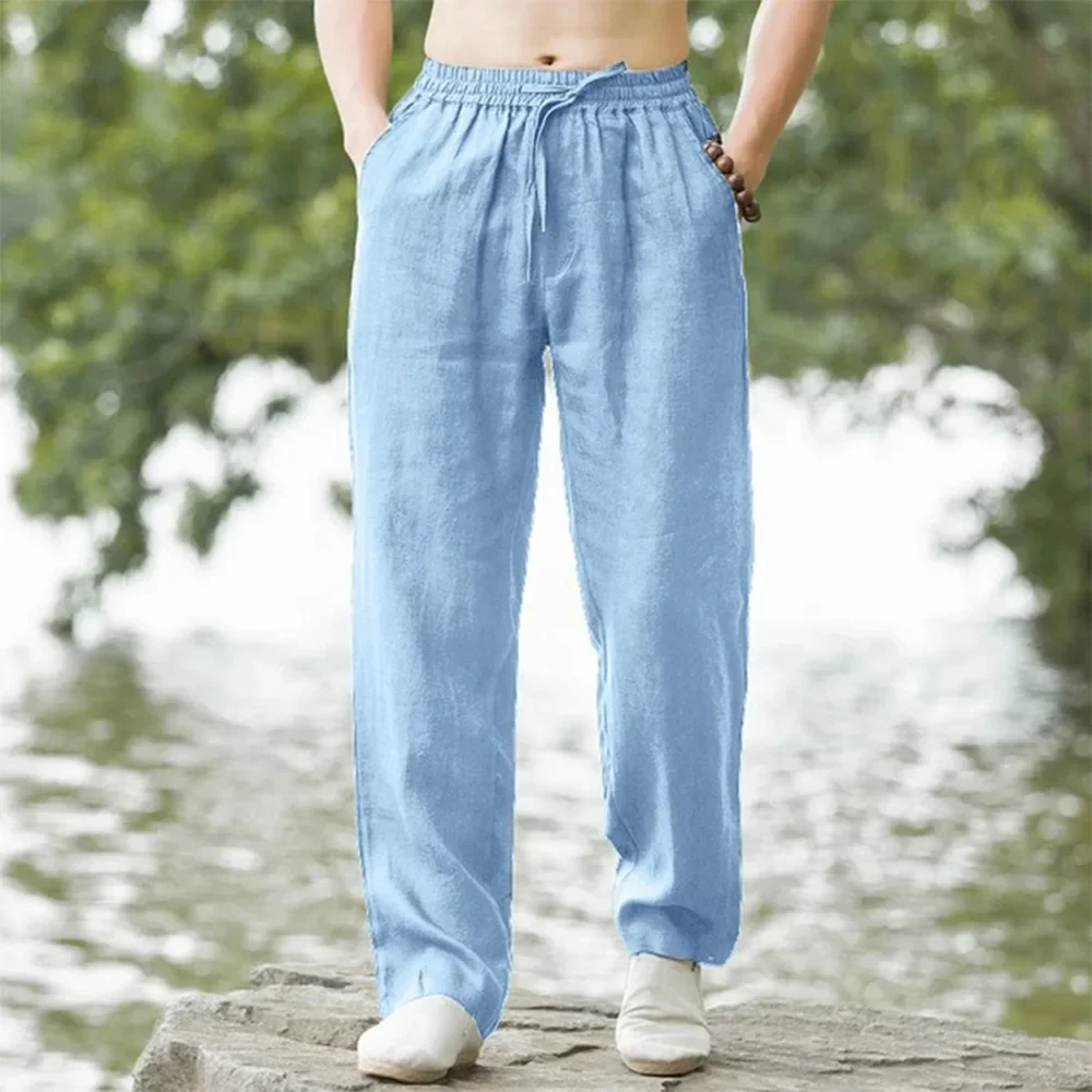 Männer Strand Hosen Jogger Streetwear Baumwolle Leinen Jogginghose Casual Hosen Hawaiian Urlaub Lose Sommer Lange