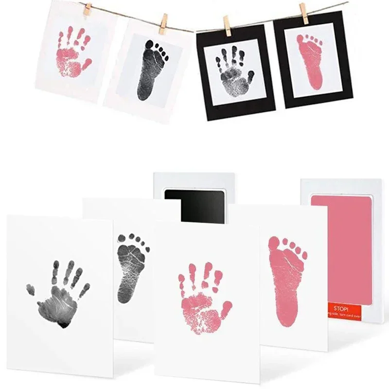 【Presente do bebê】 1/2 pçs bebê recém-nascido diy kit de pegada de mão almofadas de tinta handprint crianças lembrança acessórios presente seguro do bebê