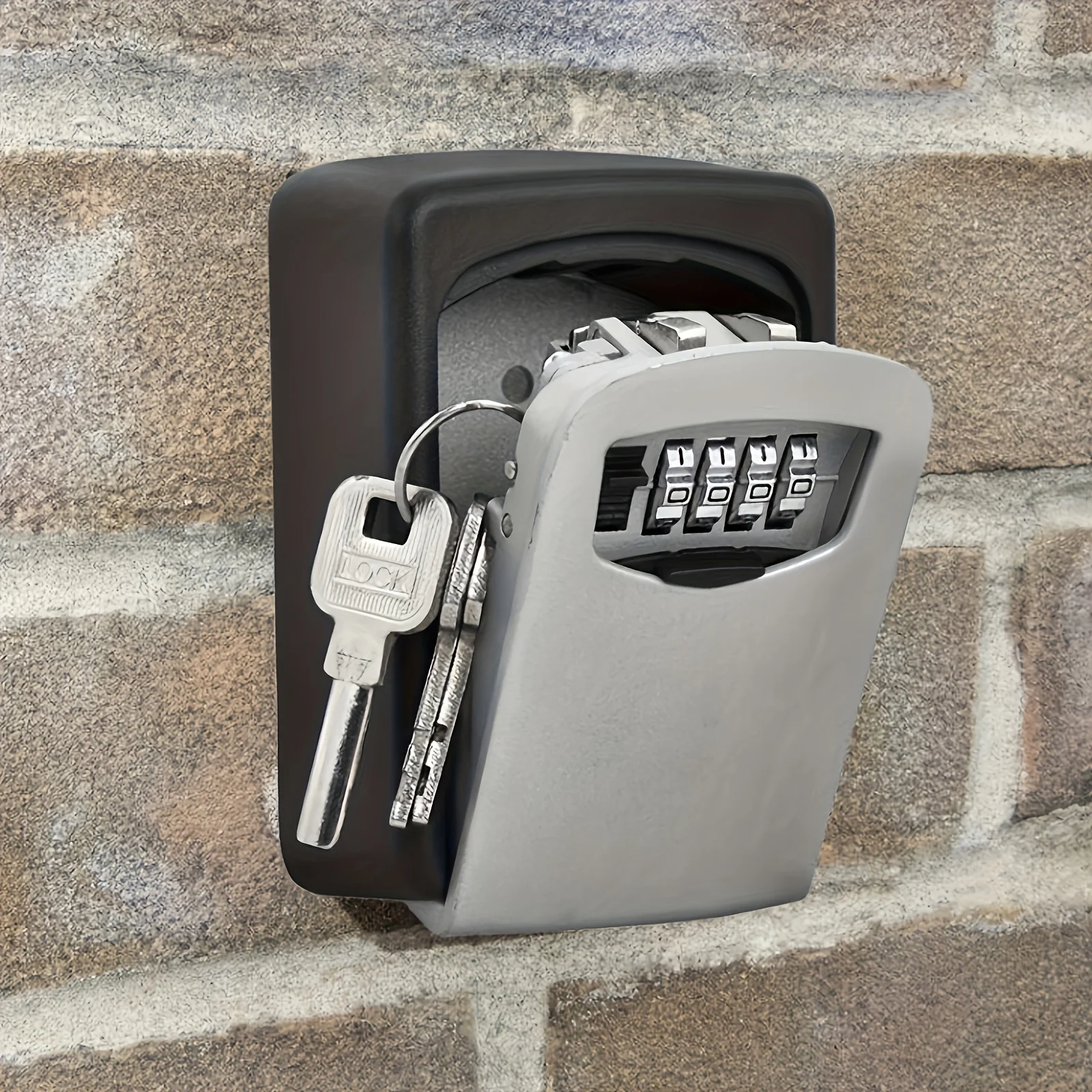 Soporte de pared seguro para llaves de 1 pieza |   Caja de cerradura de combinación sin batería: metal/plástico de 9,4 cm para seguridad en el hogar y los viajes, para el hotel en casa