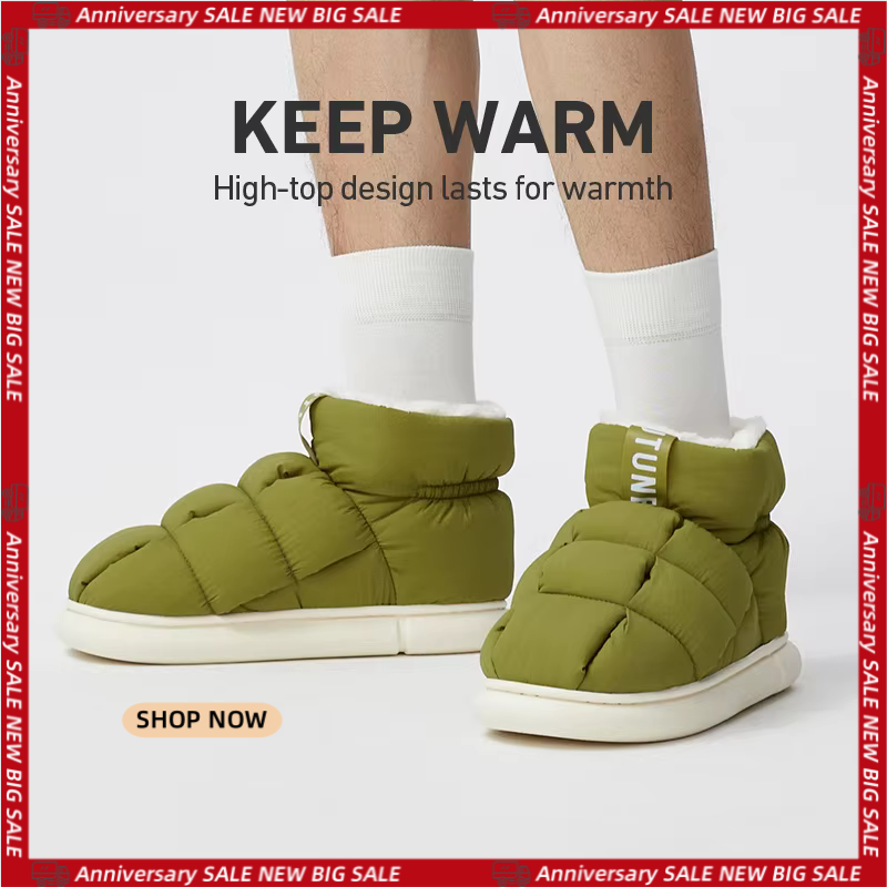 UTUNE warme hausschuhe männer Winter Knöchel Schnee Stiefel Warme High Top Frauen Stiefel Für Hause Nicht-slip Plüsch Slip-on Paar Außerhalb Schuhe