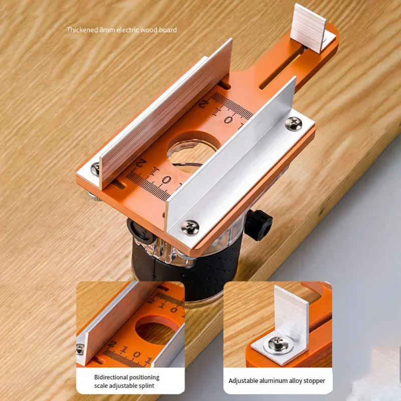 ปรับไม้ Slotting Positioner ไม้ Router Slotting Locator เครื่องมือไม้ Trimmer Router ฐานยึดวงเล็บ