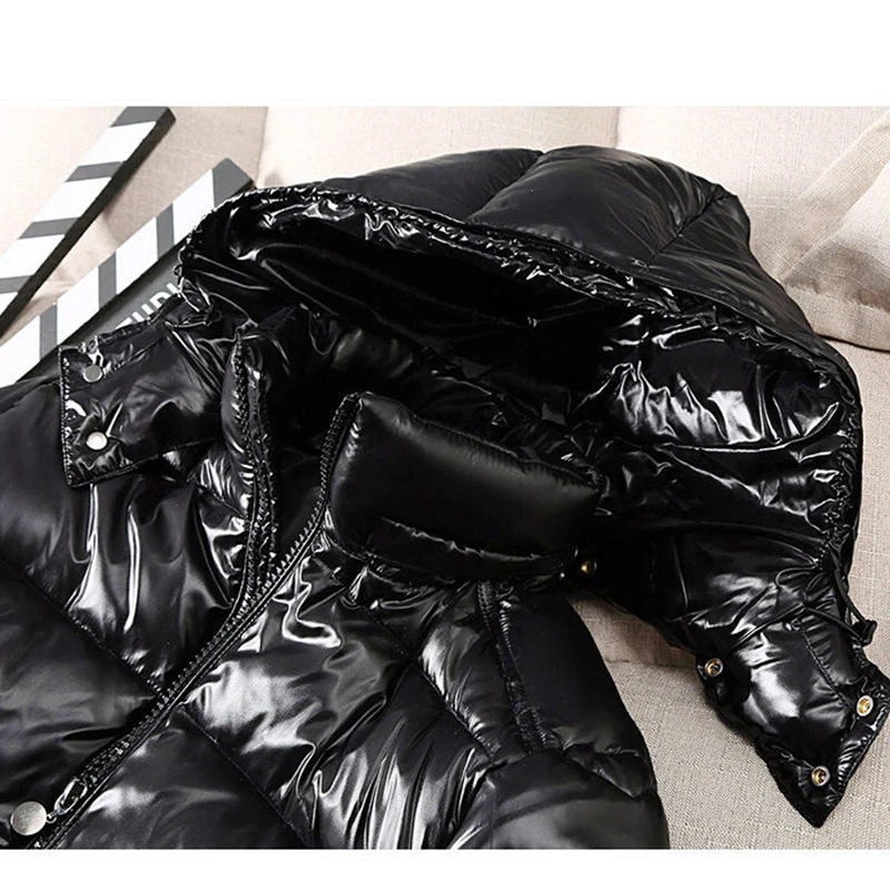 Casacos Puffer destacáveis para homens, casacos impermeáveis, roupas acolchoadas com bolhas, monocromáticas, quentes, pretas, plus size