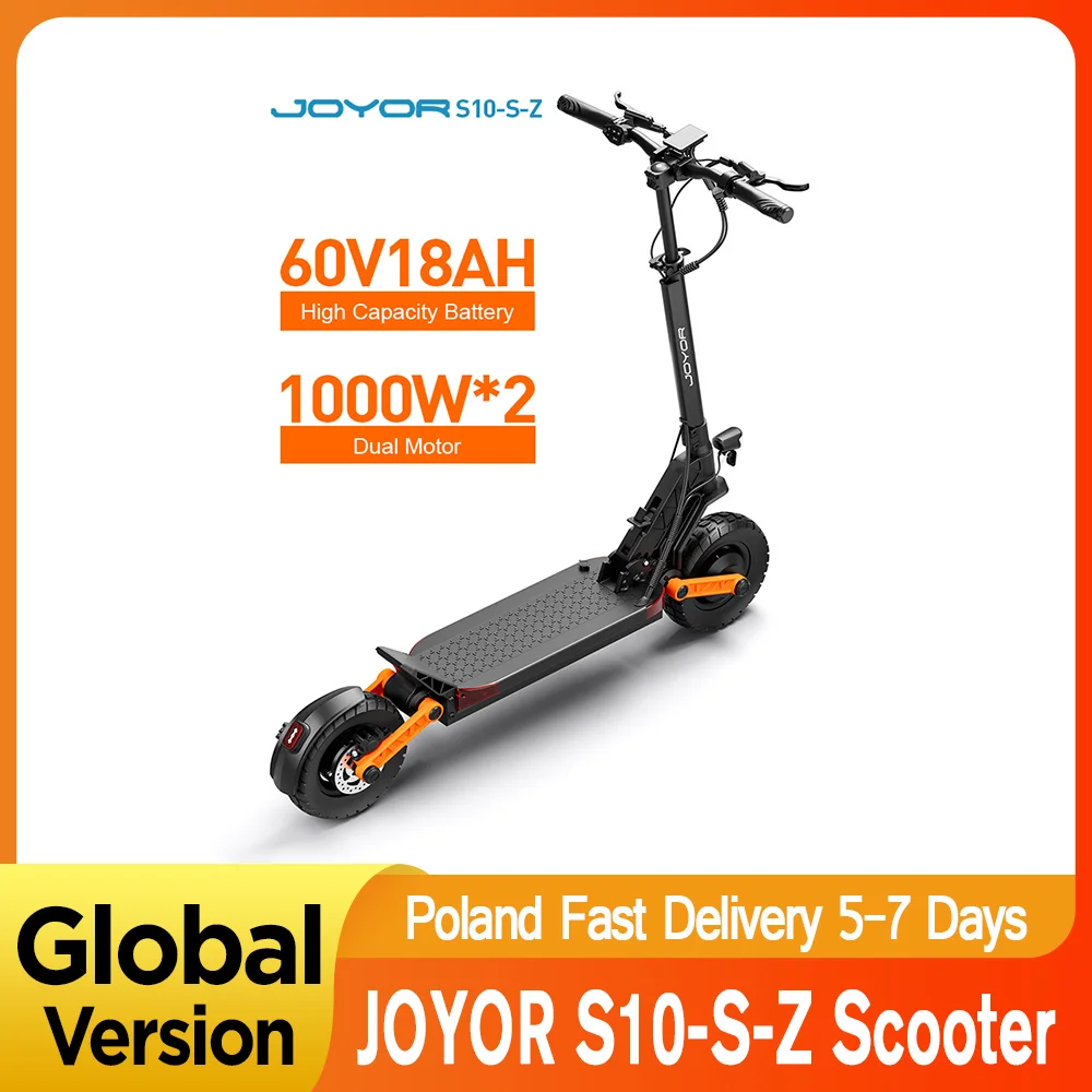 JOYOR S10-S-Z elektrische scooter 60V 18Ah batterij, dubbele 1000W motor, 10” band volwassen escooter, 65 km/u maximale snelheid 70-85 km bereik zwart