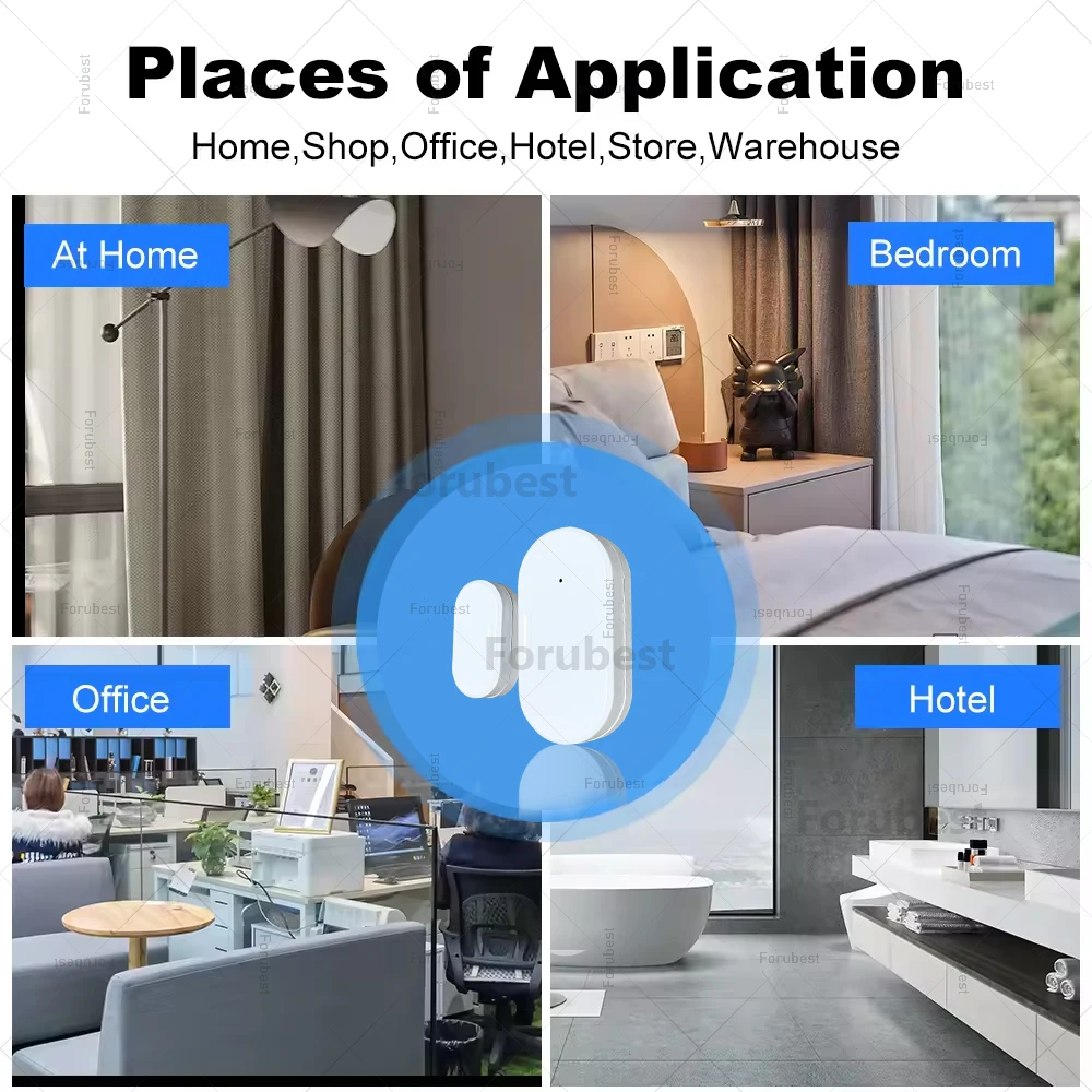 Sensor de puerta Zigbee, Detector de contacto de ventana abierto y cerrado con detección de luminosidad/vibración, Control por aplicación para Alexa Google Home Z2M