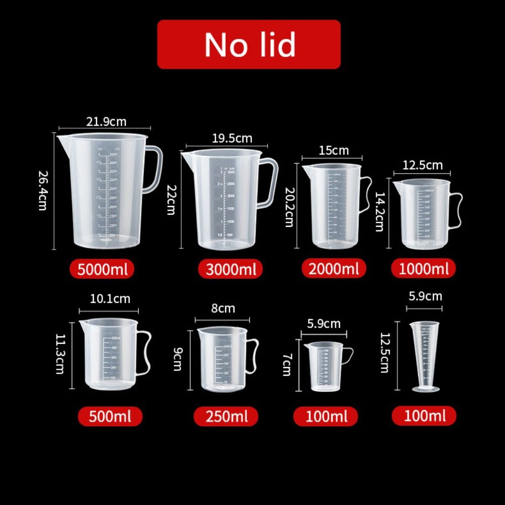 1PC Klar Graduierte Messbecher Skala Kunststoff Transparent Mischen Tasse Große Kapazität Mit Deckel Labor Becher Küche Backen