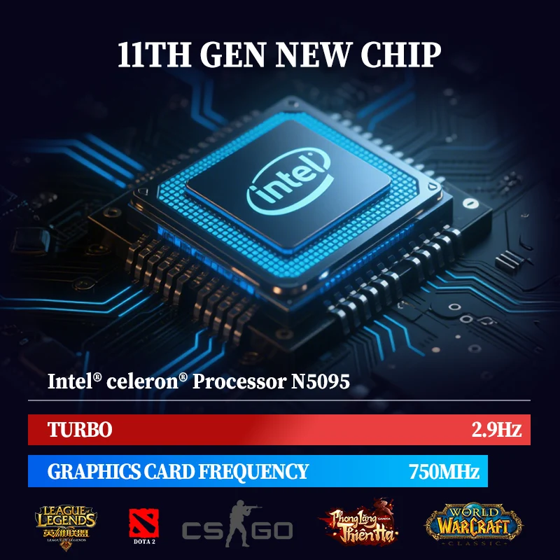 ORANGO Laptop 15.6 inch Intel N5095 Windows 10 DDR4 16GB RAM Notebook Computer Gamer 1920*1080 USB *2 Portable Office Gaming PC