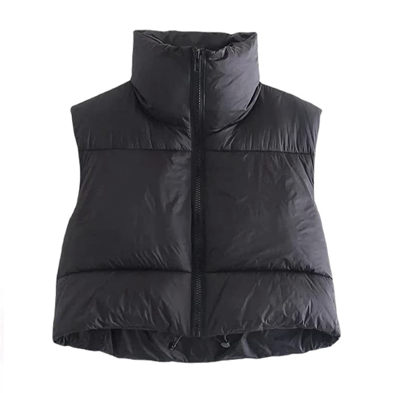 Gilet corto in cotone da donna autunno e inverno Colletto corto alla coreana Gilet trapuntato senza maniche caldo Giacca da viaggio all'aperto Top