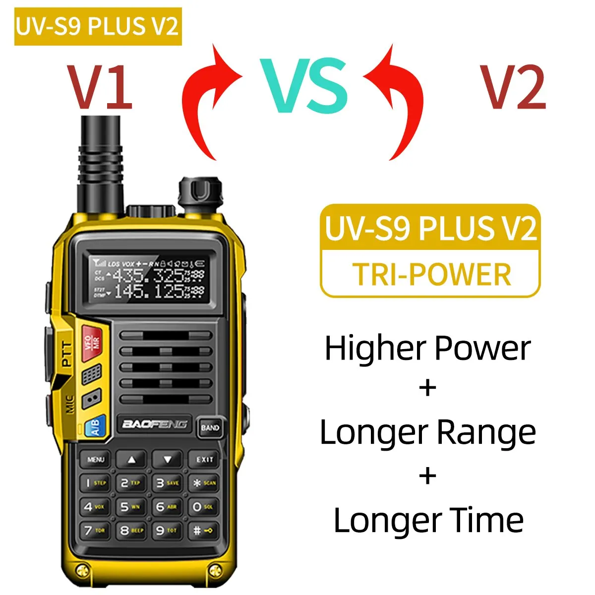 BAOFENG UV S9 Plus V2 10W Powerful Walkie Talkie USB Charger 16 KM Long Range Handheld Dual Band Transceiver UV 5R Two Way Radio