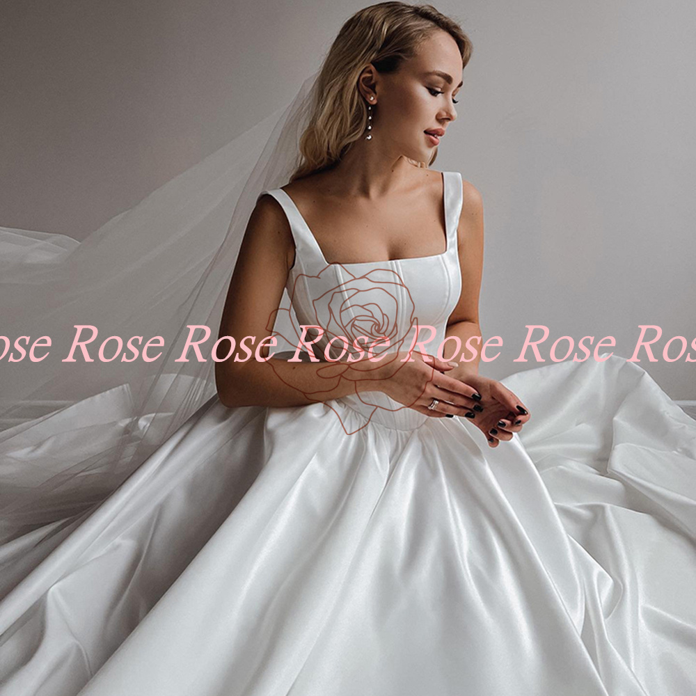 Furtanseo 2023 abiti da sposa a-line abito senza maniche in raso Boho Beach colletto quadrato abiti da ballo da sera dimensioni personalizzate