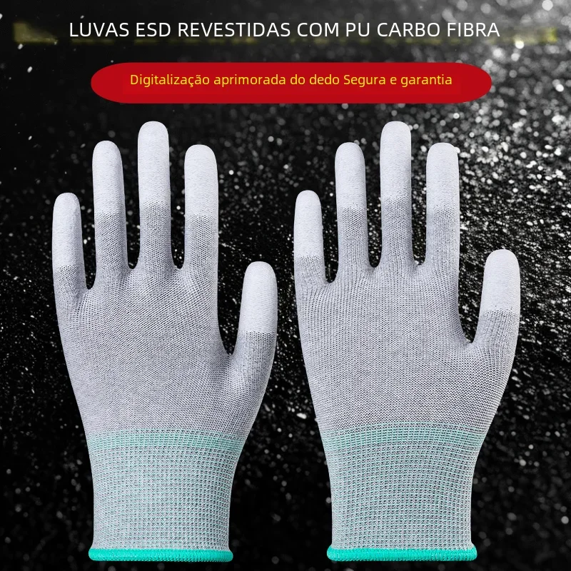 10 pares，Luvas de segurança ESD com dedos revestidos para manutenção eletrônica, alta qualidade,