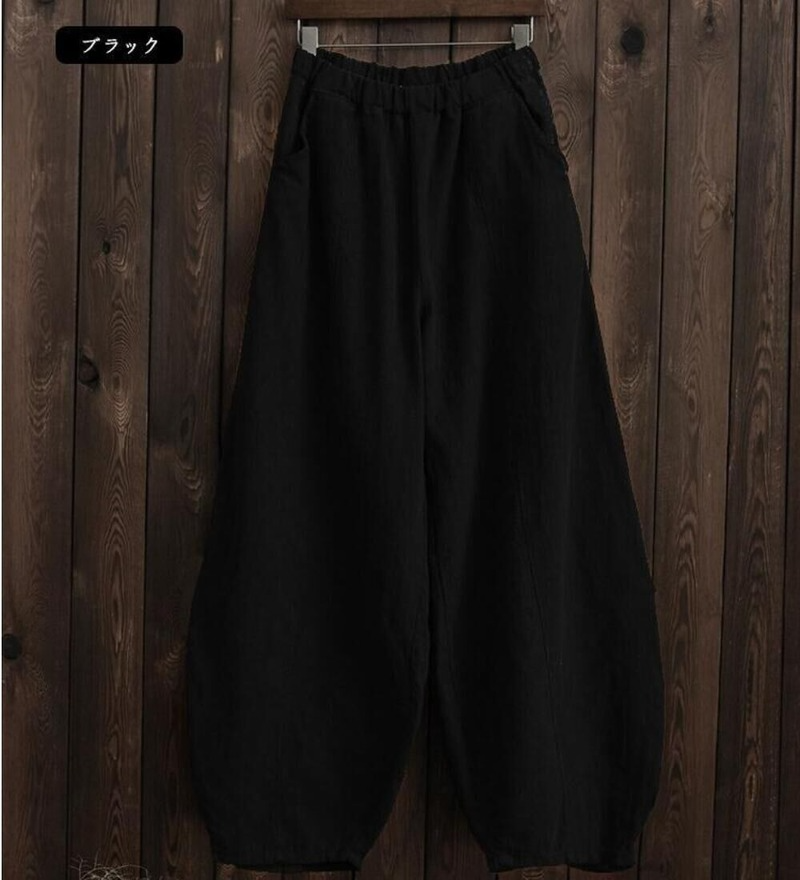 Cotton Linen Bloomers Wide Leg Pants Women Vintage Full Length Fashion Elegent Pants Solid Elasitic Waist Spring Autumn 5XL