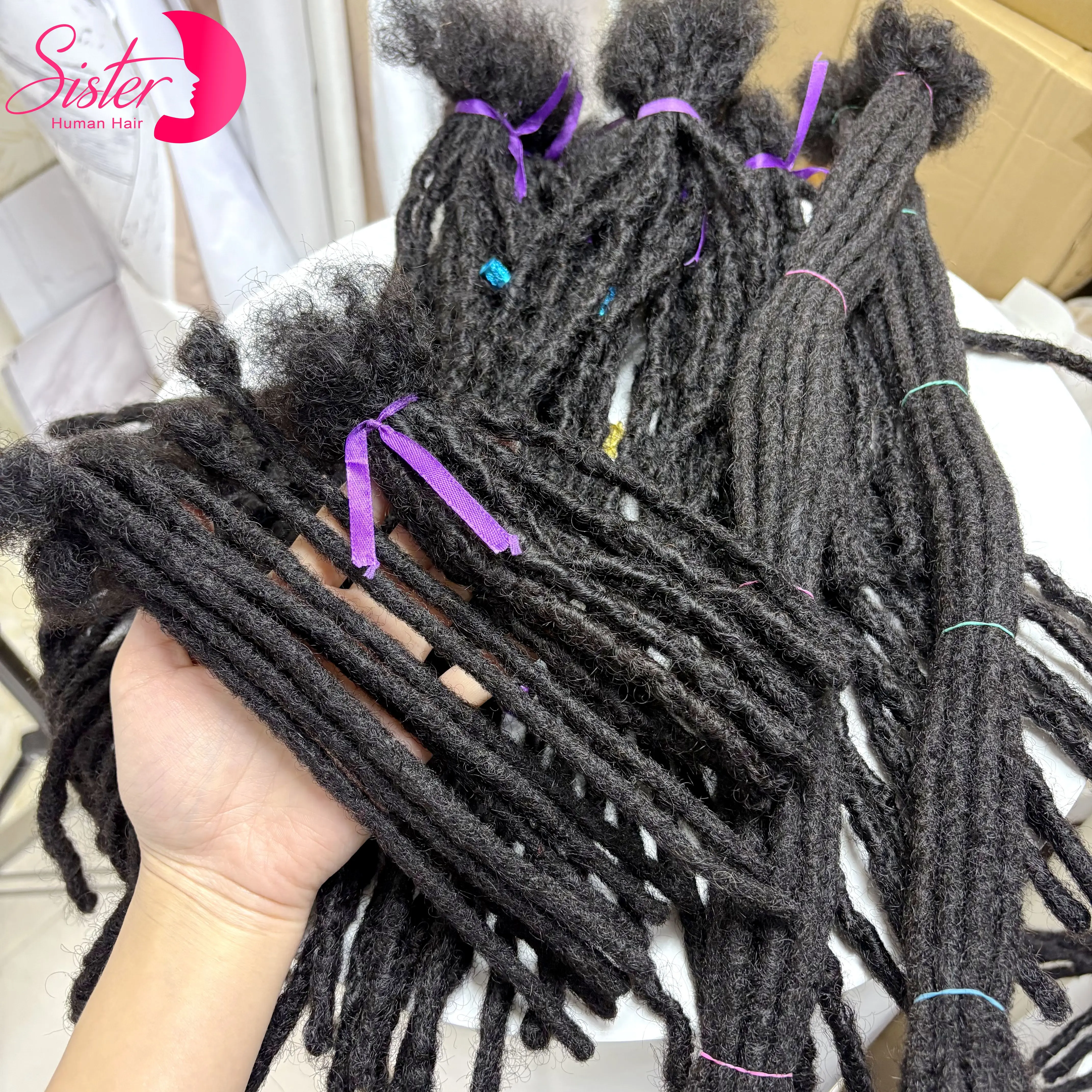 100% Extension Loc faite à la main cheveux humains avec extrémités bouclées 50 brins 8-14 pouces Extension de cheveux humains Loc Dreadlock pour hommes femmes enfants