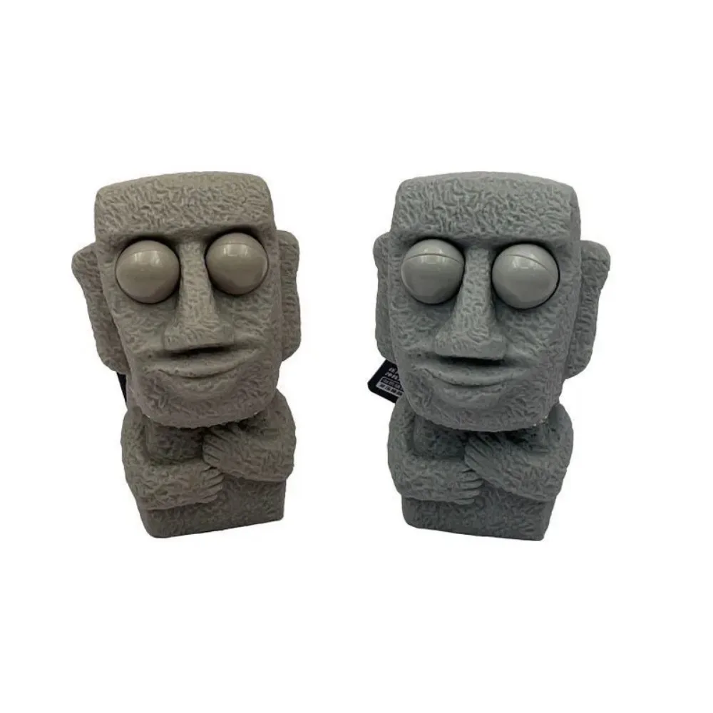 Stone Man ปล่อยความเครียดของเล่นช้าๆ Rebounds นุ่มรูปปั้น Moai บีบตาสนใจ Expression ผ่อนคลายความเครียดของขวัญเด็ก