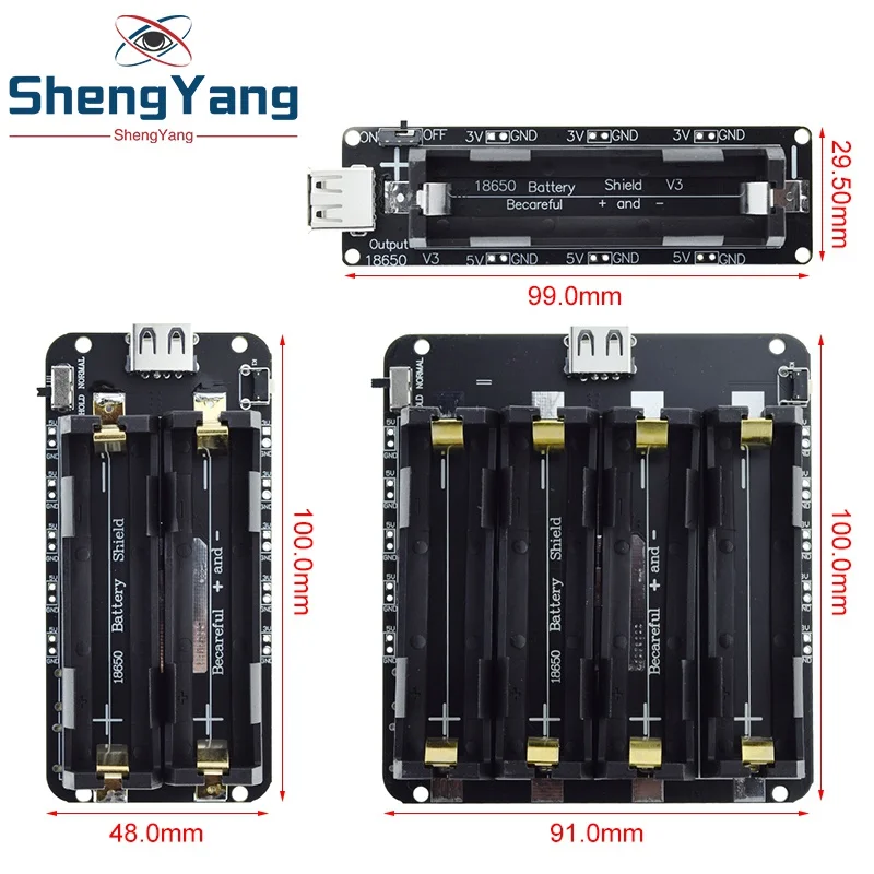 Módulo de placa de expansión de energía móvil V8, protector de batería de litio 18650 de dos voltaje, 5V/3A, 3V/1A, Micro USB para Arduino ESP32 ESP8266