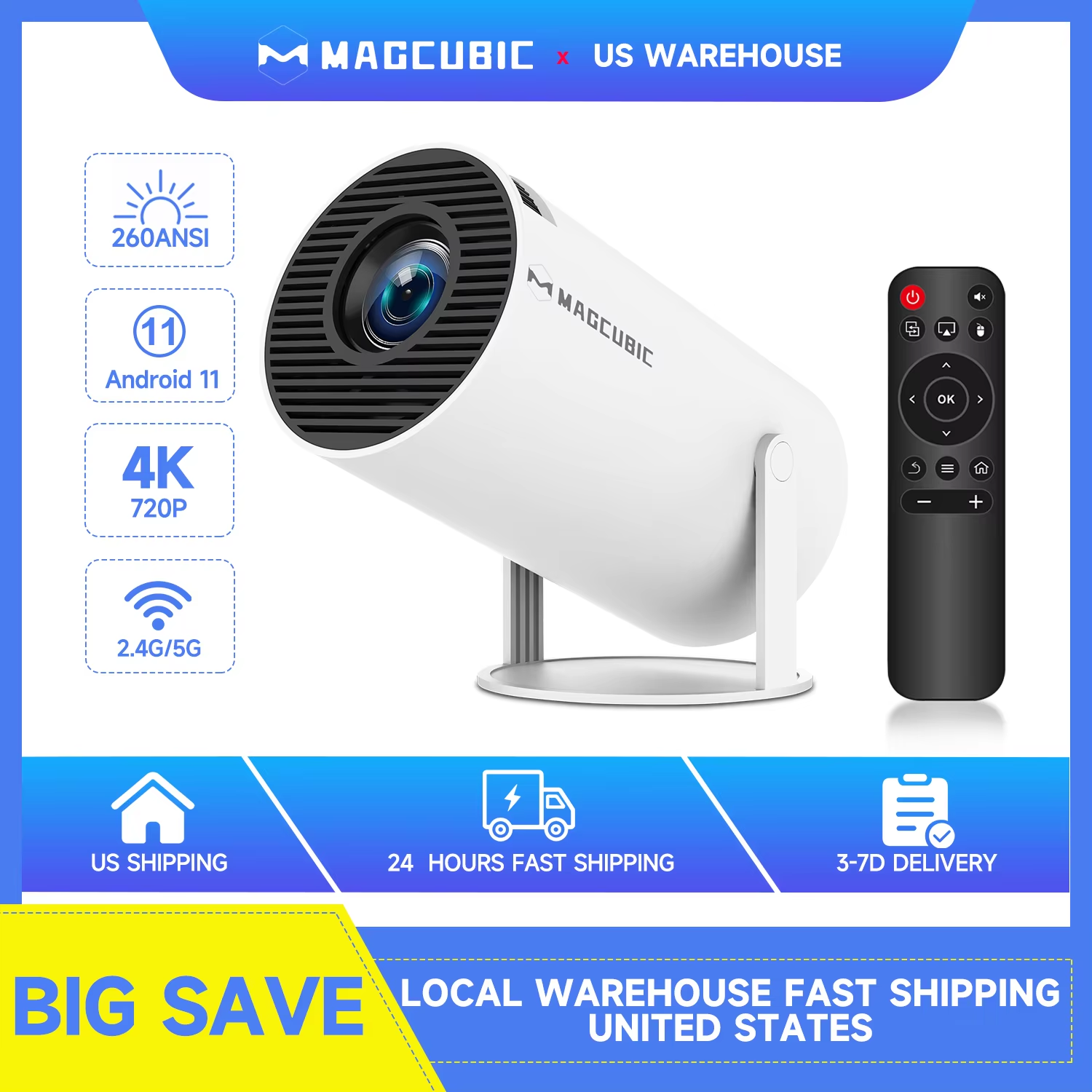 Magcubic Projector HY300 Pro 4K Android 11 Dual Wifi6 290ANSI Allwinner H713 BT5.0 1080P 1280*720P Home Cinema Outdoor Projetor