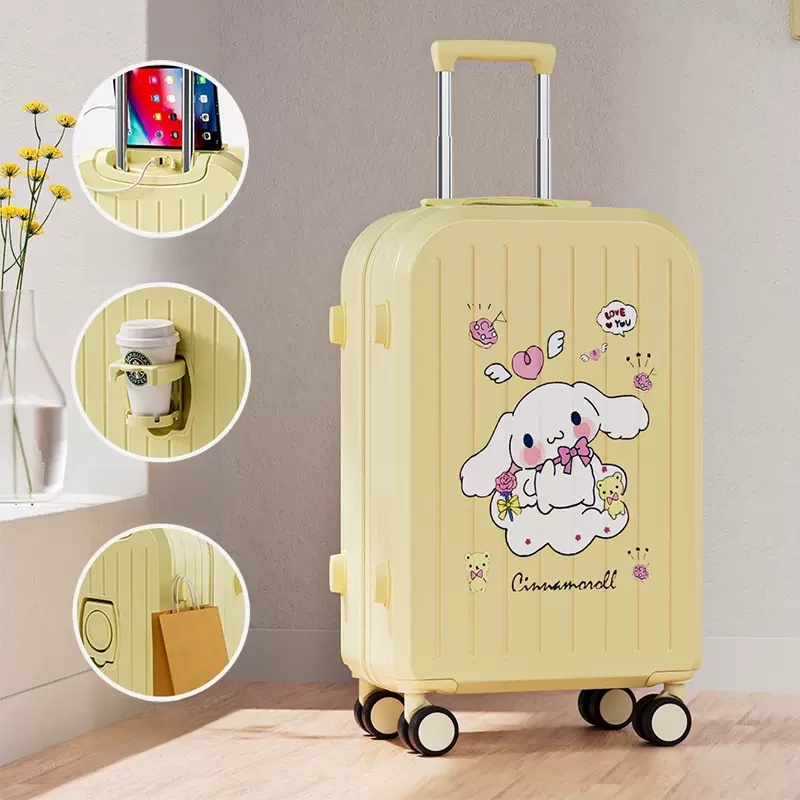 2024 New Women's High Capaci Luggage Cartoon Pullman Travel Suitcase Student Password Lock Large Capaci Travel Bag