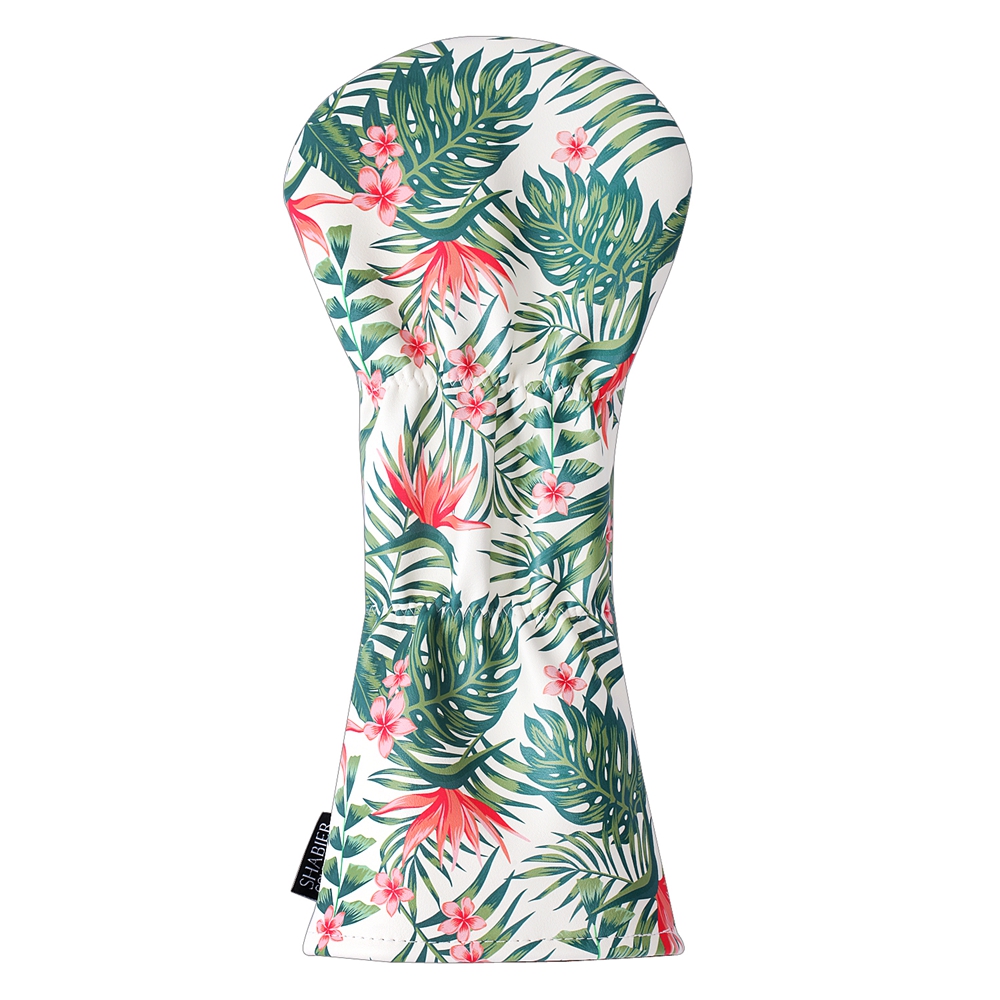 ハワイアンスタイルのソフトpuレザープリントゴルフクラブヘッドカバーセット3個セットバンドルドライバーウェイウッドハイブリッドカバー