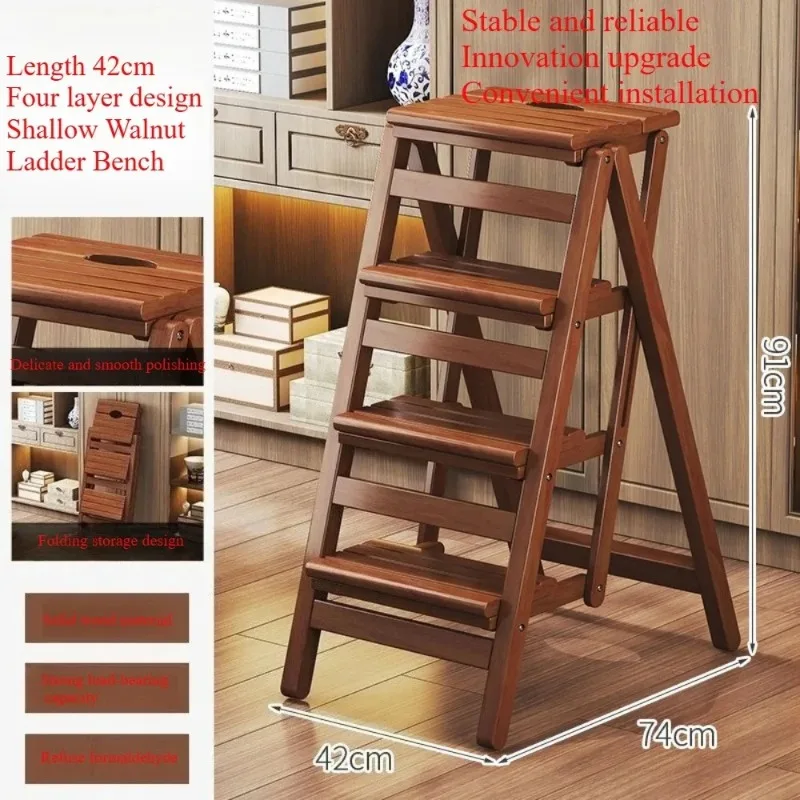 Sgabello con scala in legno massello Sgabello con scala pieghevole Panca per scale stabile e affidabile Sgabello con scala multifunzionale per interni ed esterni