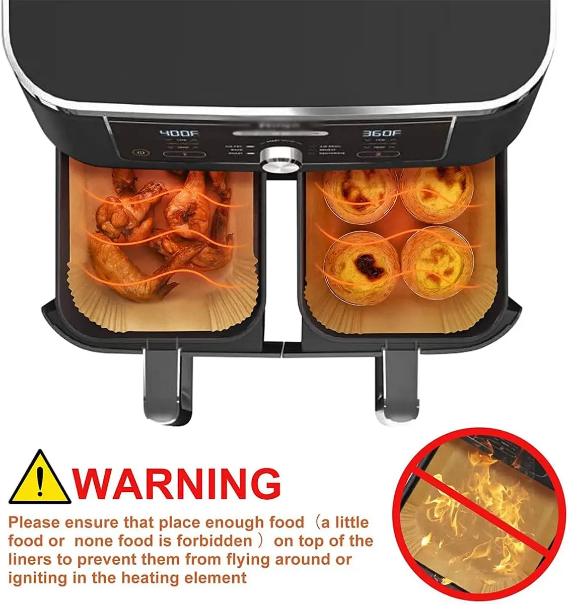 Freidora de aire desechable de 23CM, revestimiento de papel para hornear, estera antiadherente, pergamino redondo cuadrado para vaporizador para horno microondas, cocinas de cocina