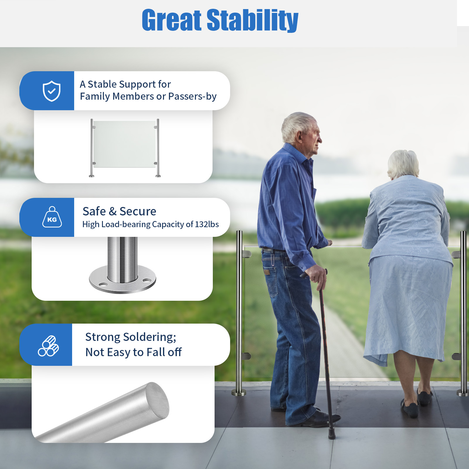 304 Stainless Steel Glass Balustrade Postsfor 6-17mm Toughened Balustrade Posts Balustrades and Handrails Garden Stairs Post