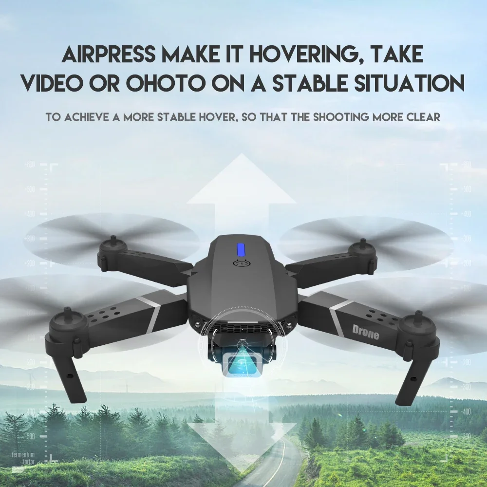 Gran angular 2024 E88Pro RC Drone 4K profesional con cámara HD de 1080P helicóptero plegable WIFI FPV altura mantener juguete de regalo