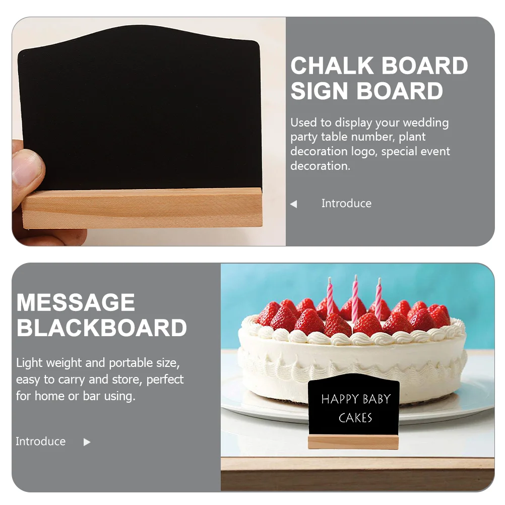 8Pcs Erasable Desktop Chalk Board Chalkboard Tags Small Wooden Black Sign Chalkboards Message Board Display Price Tag Black