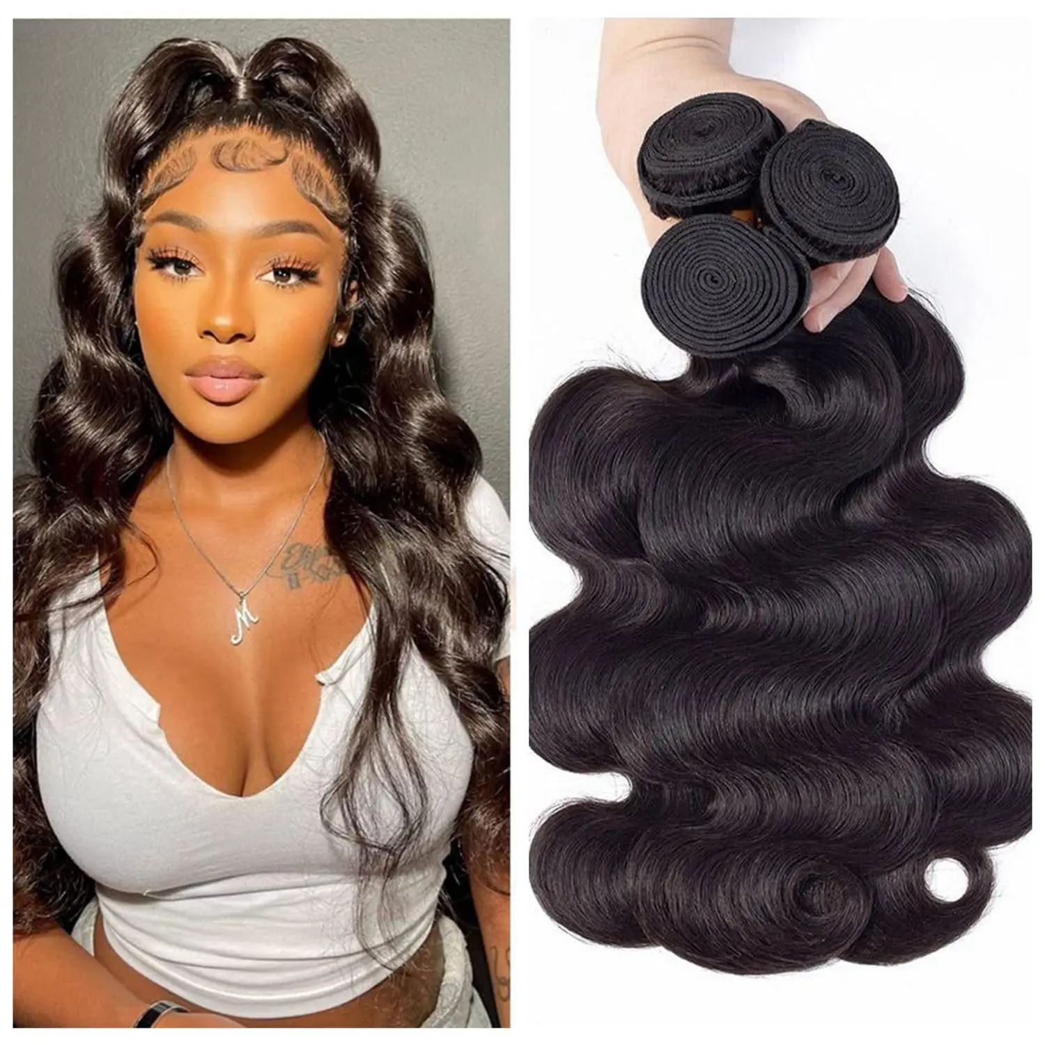 Onda do corpo pacotes de cabelo humano 12a 100% não processado cabelo virgem brasileiro onda do corpo pacotes natural preto 3 pacotes para mulher