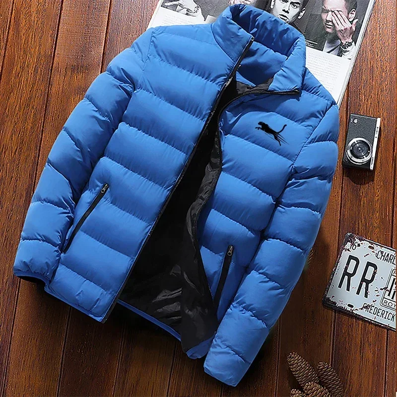 2024 outono inverno novo jovem masculino simples moda casual gola até jaqueta quente de alta qualidade rua na moda jaqueta de algodão