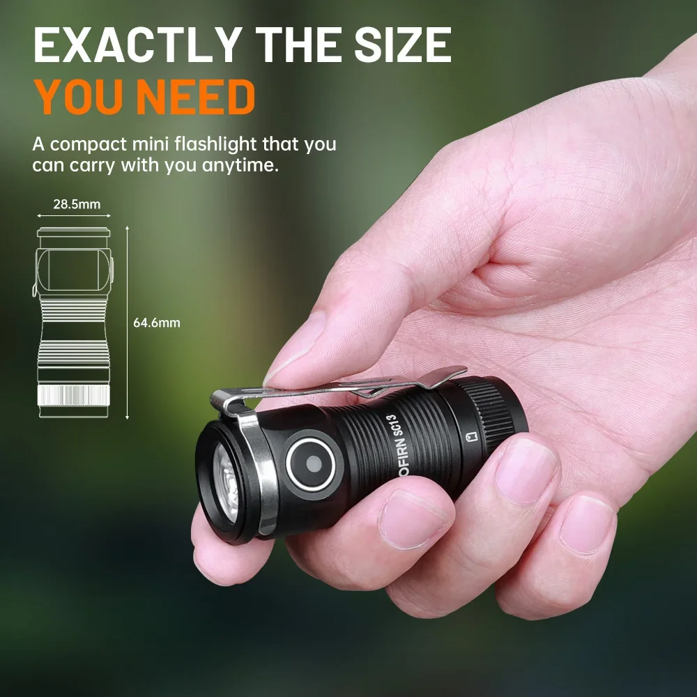 Sofirn Mini SC13 Powerful Flashlight SST40/519A LED 1300lm 18350 Rechargeable Led Light 95 High CRI Torch Lamp with Magnetic