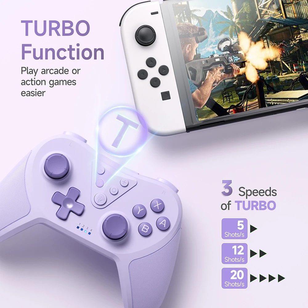 EasySMX T37 무선 게임 패드, Nintendo Switch, PC, Steam Deck, 6축 자이로 모션 제어용 Bluetooth 게임 컨트롤러