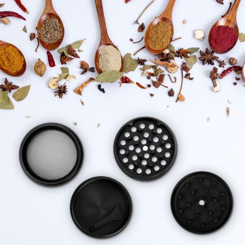 Moinho de ervas de liga de zinco de 1,6 polegadas, 4 camadas, manual, triturador de especiarias, tabaco, cigarro, canapa, acessórios para fumar, ferramenta de cozinha