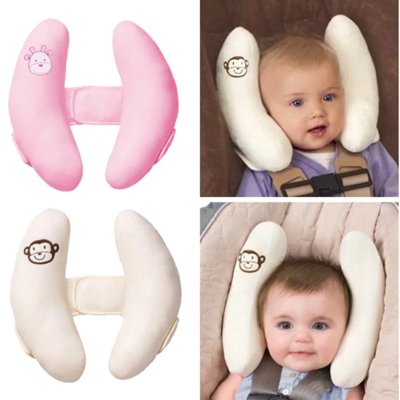 Travesseiro protetor de cabeça para carrinho de bebê, travesseiro protetor de cabeça para assento de carro de banana, travesseiro de apoio para pescoço para dormir, flor de desenho animado