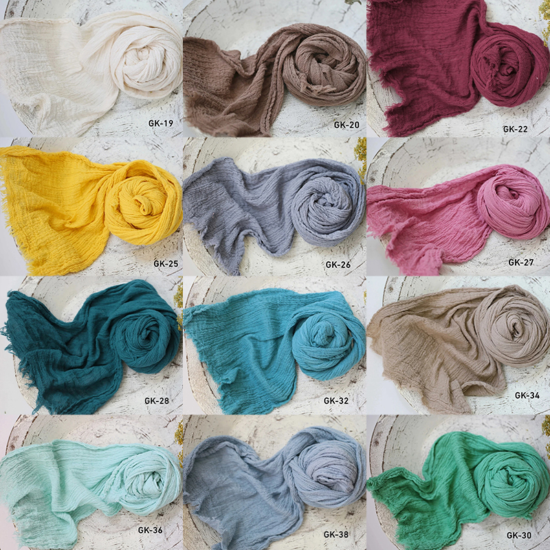 สีสัน Seersucker Wrap ทารกแรกเกิดผ้าฝ้ายผ้าห่มเด็ก Swaddle นุ่มการถ่ายภาพทารก Props สตูดิโอตะกร้า Photo Props