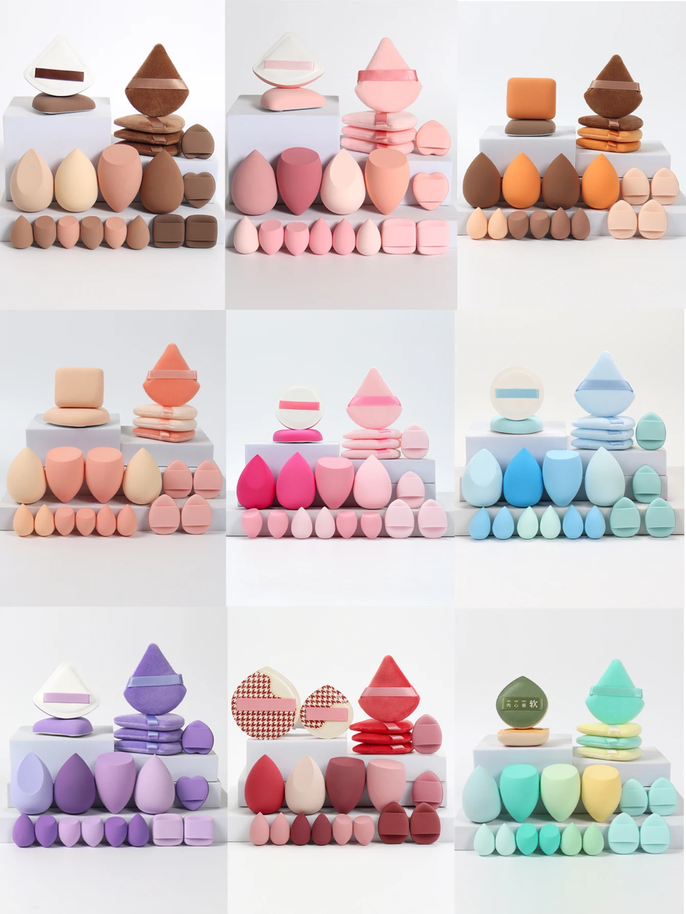 Juego de esponjas de maquillaje y esponjas de maquillaje rosa, 20 Uds., adecuado para crema facial y corrector en polvo, máquina de maquillaje en polvo