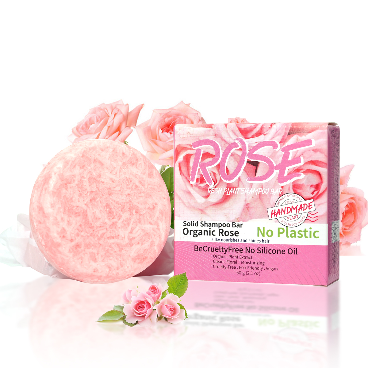 Rosa Rosenshampoo-Seife, ätherisches Öl, handgemachte Seife, nährend, ölkontrollierend, Fleckenentfernung, Blumenduft überlaufend
