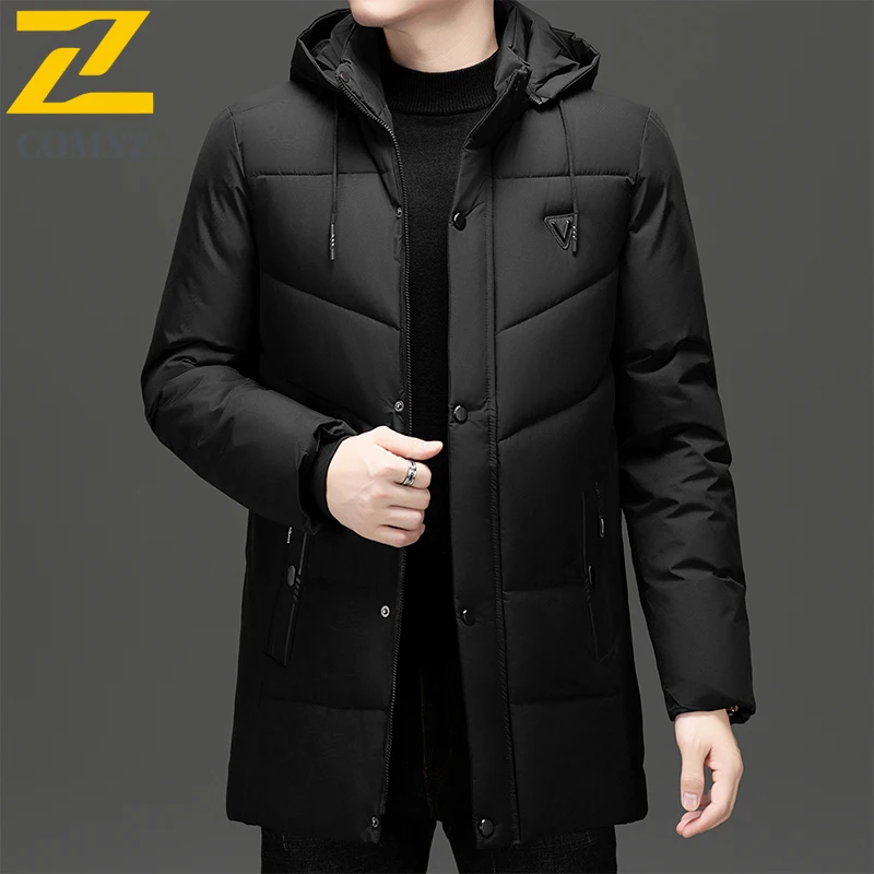 2025, neue Herren-Parka mit Kapuze, modisch, luxuriös, Winter, Freizeit, gepolsterte Jacke, wasserdicht und warm, Daunen-Baumwoll-Pufferjacke für den Außenbereich