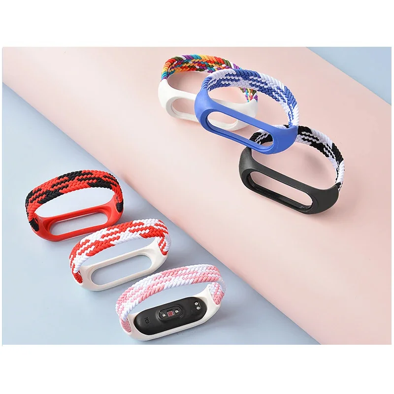 Braided Solo Loop สําหรับ xiaomi Mi band 7 สายนาฬิกาไนลอน NFC สร้อยข้อมือสมาร์ท Miband6 เข็มขัด correa บน Mi band 7 6 5 4 3