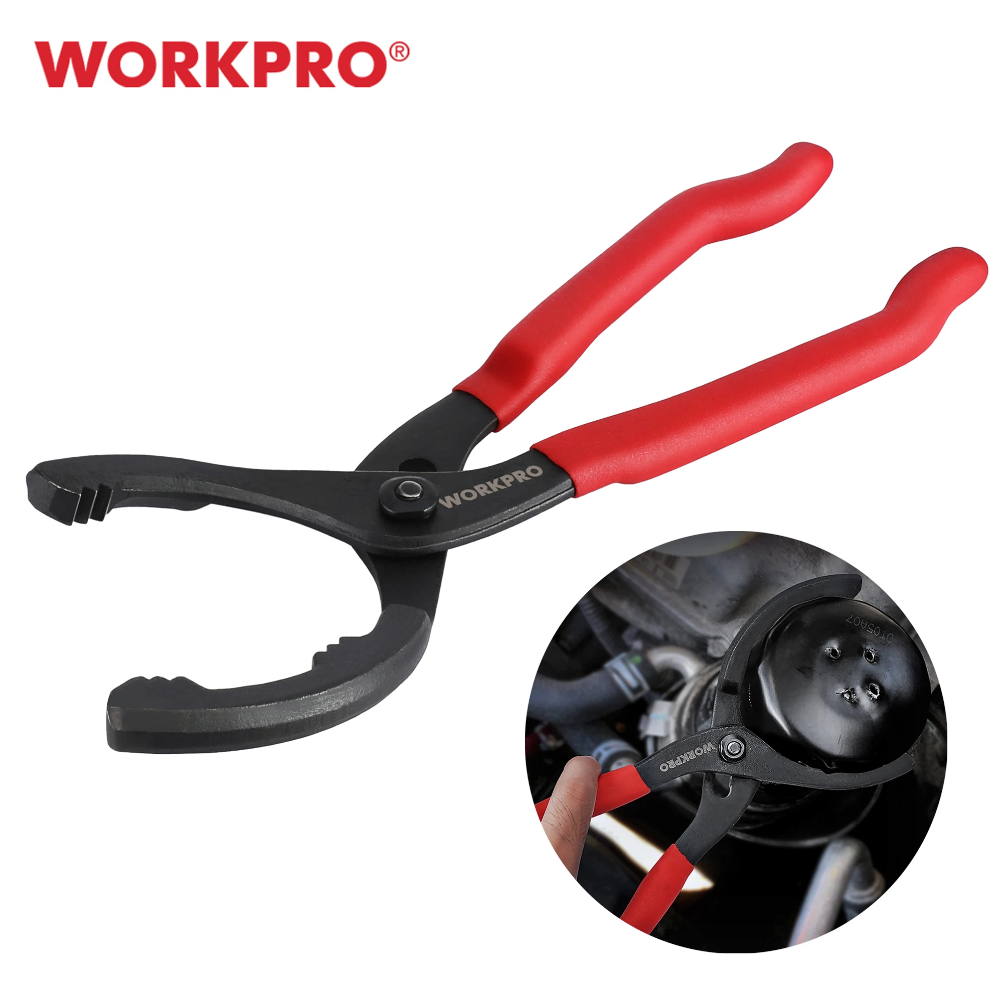 WORKPRO-Alicates de filtro de aceite de 12 pulgadas, llave tipo abrazadera, herramientas manuales ajustables, herramienta de desmontaje para reparación de camiones y automóviles