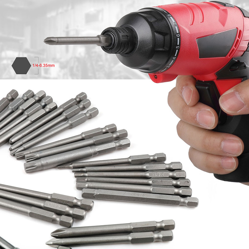 Conjunto de bits de alcance extra longo, 50 peças 75mm pontas de chave de fenda de segurança Torx Star Hex Philips Square Spanner Bit