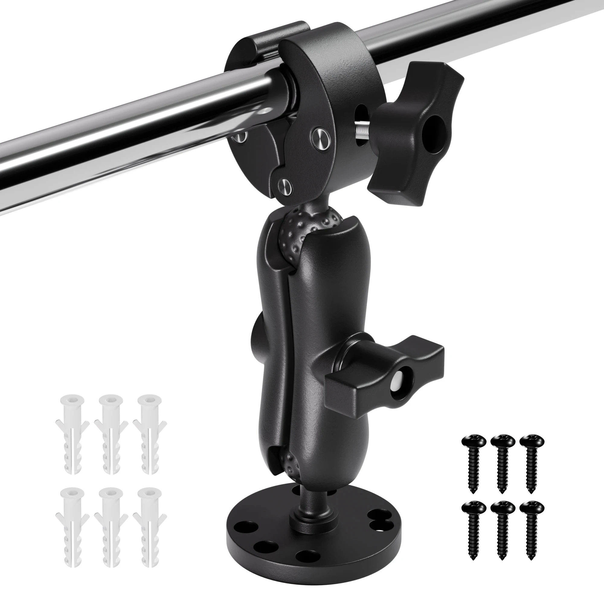 Trolling-Motorunterstützung, Stabilisatorhalterung, robuste Klaue, Aluminiumlegierung, 2,5 cm Kugel, robuste Trolling-Motor-Stabilisator-Montageklemme