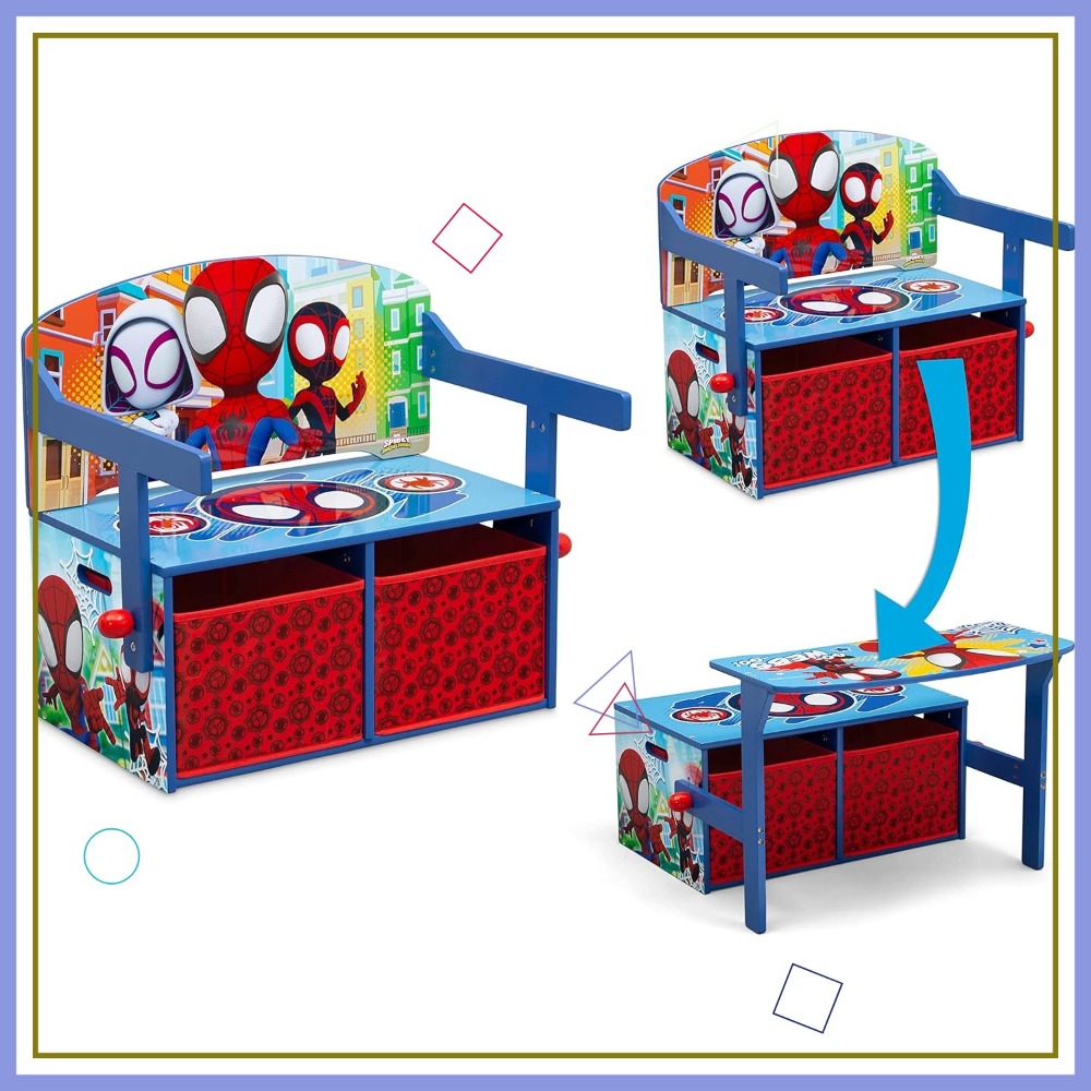 Kids Convertible Activity Bench with Storage - 3-in-1 Desk & Play Space, Greenguard Gold Certified for Ages 3+