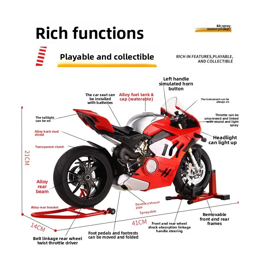 Моделирование сплава 1:6 Ducati V4S гоночный мотоцикл модель литой под давлением сплав мотоцикл коллекция игрушек миниатюрный Voiture домашний декор