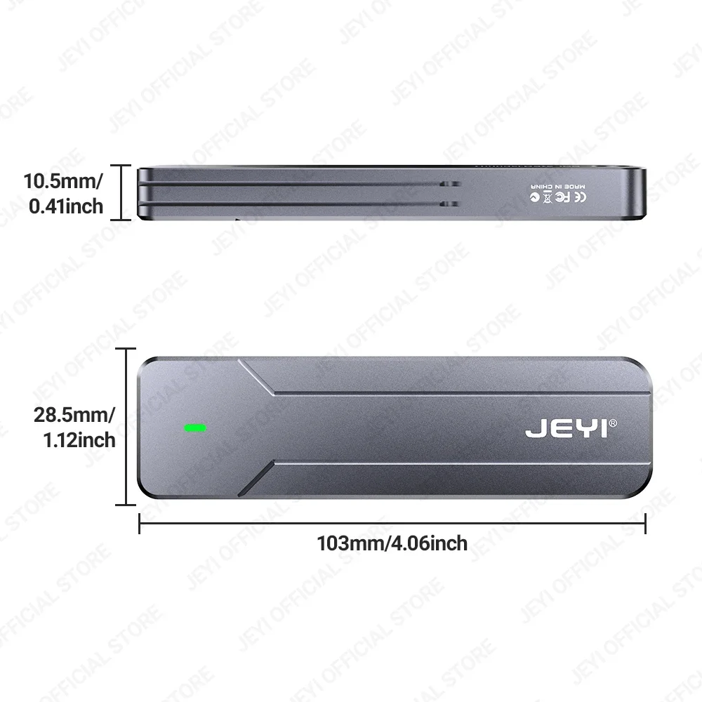 Корпус JEYI M.2 NVMe SATA SSD, USB 3.2 Gen 2 10 Гбит/с или 6 Гбит/с NGFF M-Key B-Key Внешний алюминиевый корпус M.2 с поддержкой отделки UASP